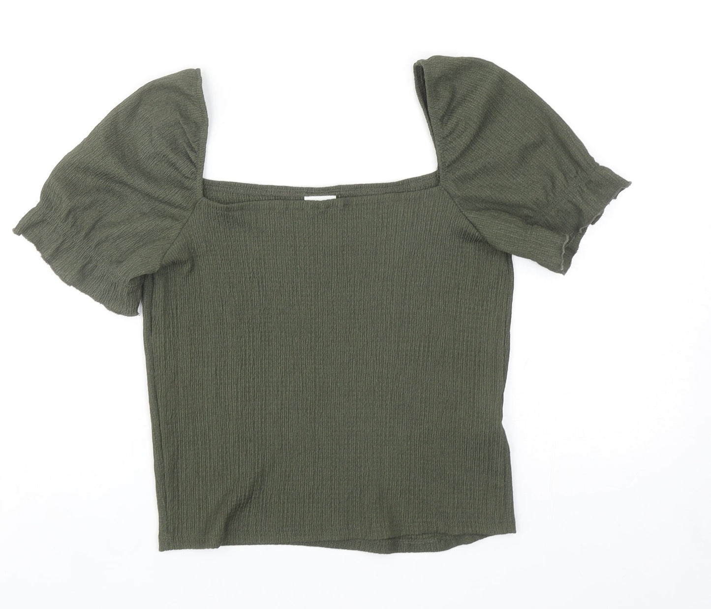 Womens UK Size S H&M Green Cropped Blouse
