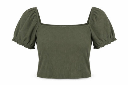 Womens UK Size S H&M Green Cropped Blouse