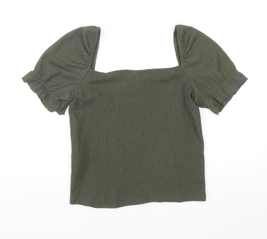 Womens UK Size S H&M Green Cropped Blouse