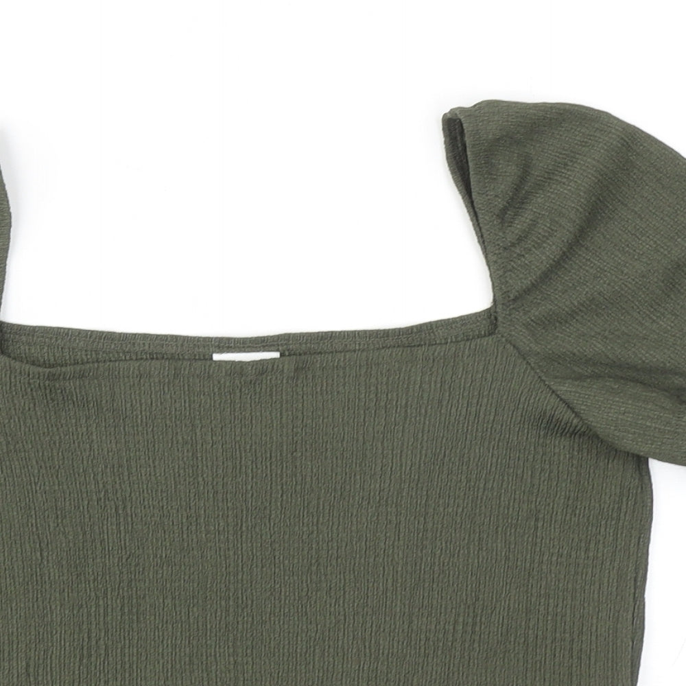 Womens UK Size S H&M Green Cropped Blouse