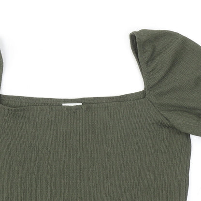 Womens UK Size S H&M Green Cropped Blouse