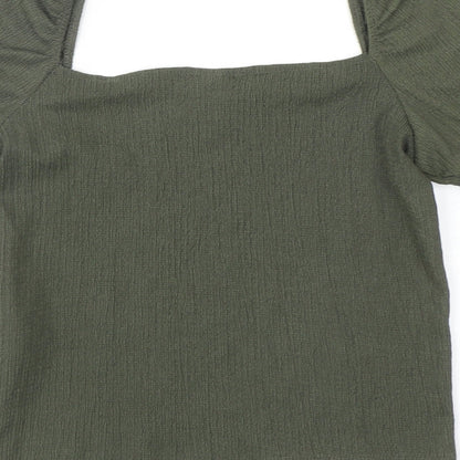 Womens UK Size S H&M Green Cropped Blouse