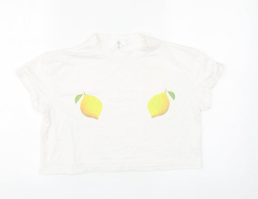 Womens UK Size 8 Missguided White Cropped T-Shirt