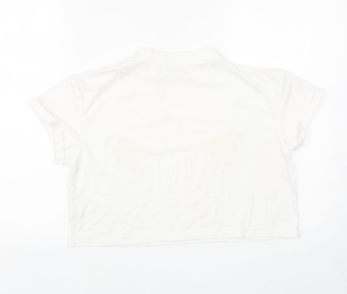 Womens UK Size 8 Missguided White Cropped T-Shirt