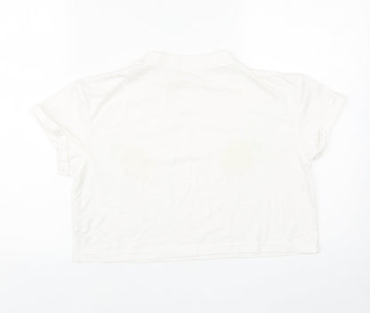 Womens UK Size 8 Missguided White Cropped T-Shirt