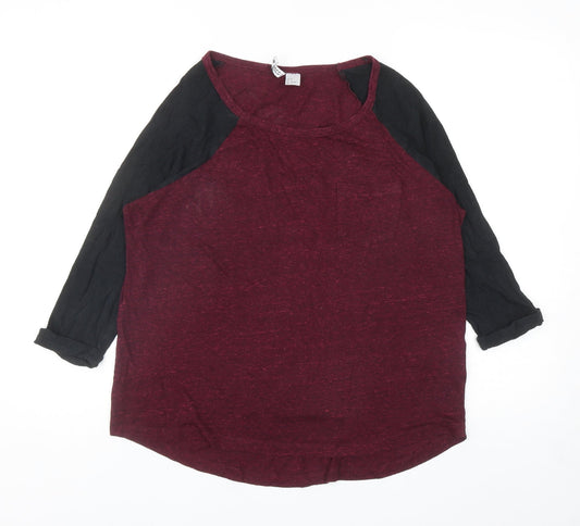 Womens UK Size M Divided Red Basic T-Shirt
