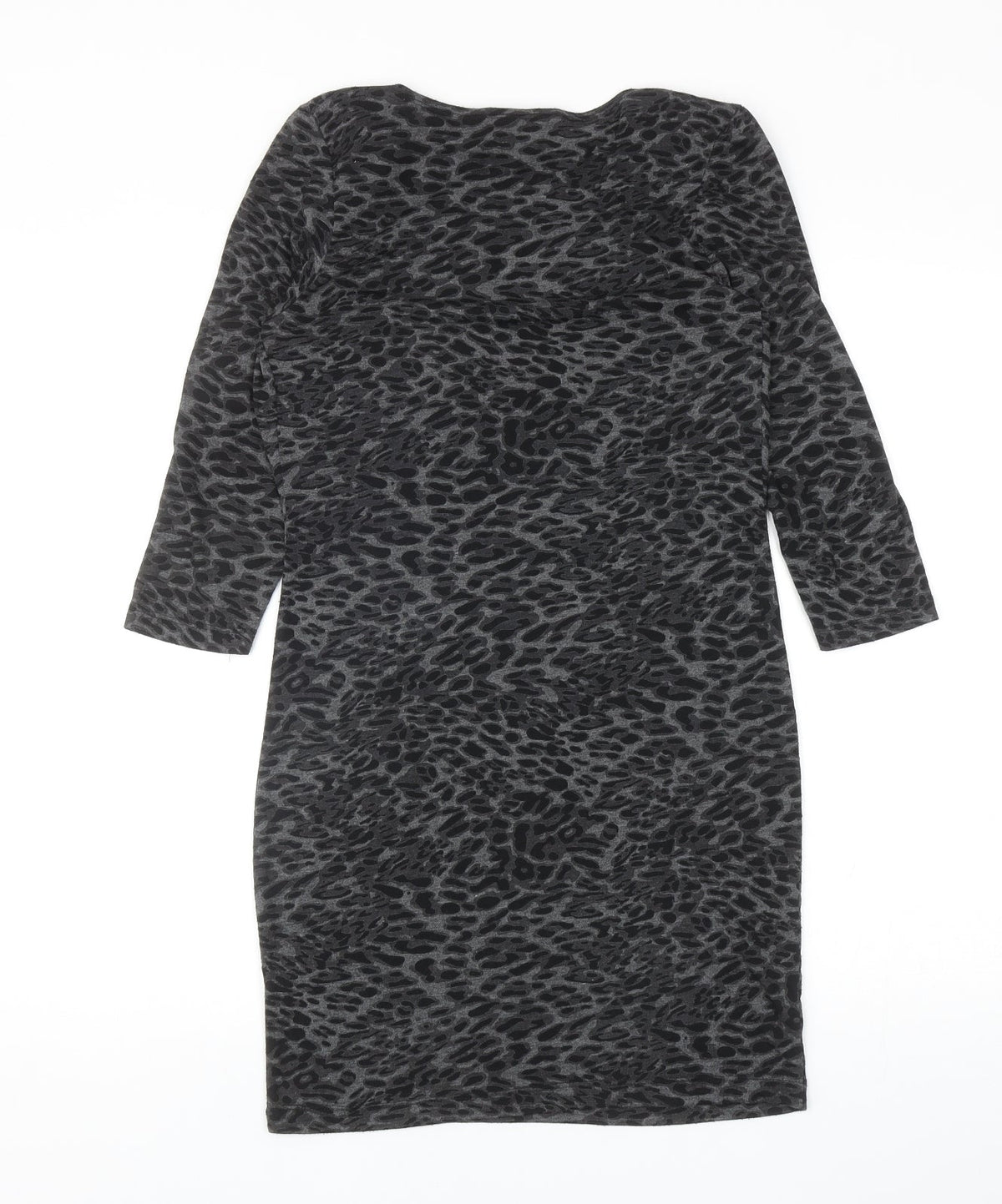 Warehouse Womens Grey Animal Print Polyester Mini Size 6 Cowl Neck Pullover - Leopard Print