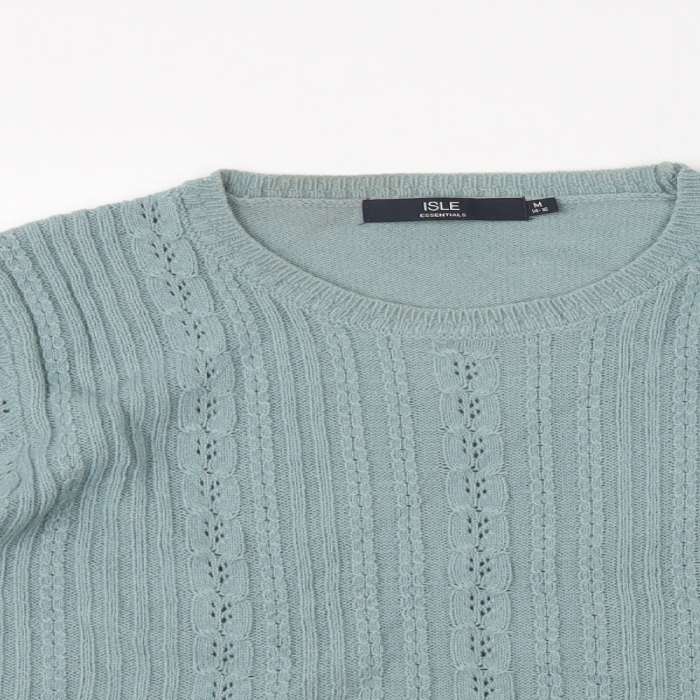 Womens UK Size M Isle Essentials Blue Basic T-Shirt