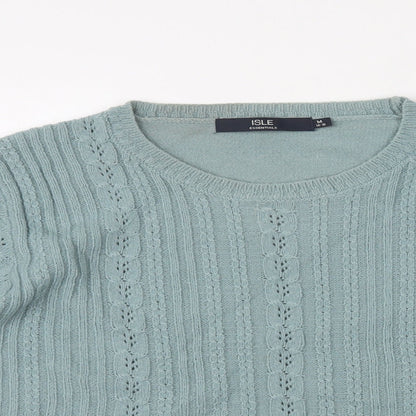 Womens UK Size M Isle Essentials Blue Basic T-Shirt
