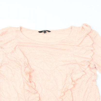 Ellos Womens Pink Viscose Basic T-Shirt Size 8 Round Neck