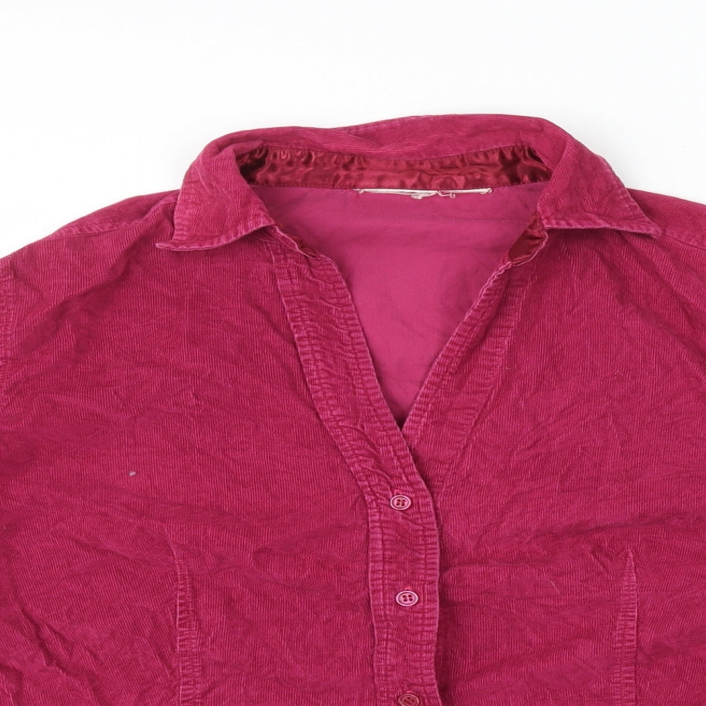 Womens UK Size 10 Preworn Pink Basic Button-Up