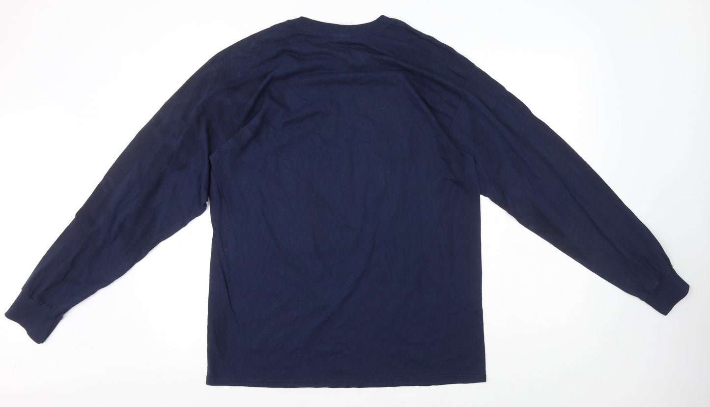 Mens UK Size L Gildan Blue  T-Shirt