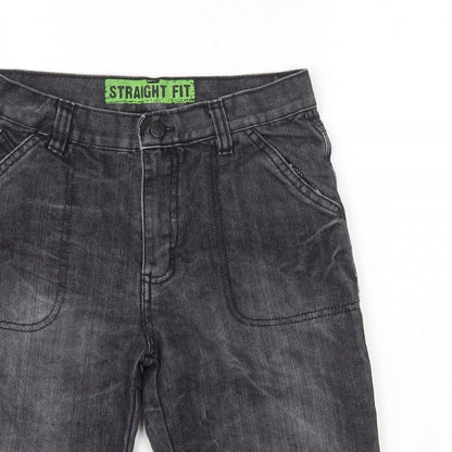 Preworn Boys Black Cotton Straight Jeans Size 10-11 Years Regular Zip