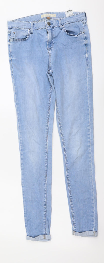 Topshop Womens Blue Cotton Skinny Jeans Size 30 in L32 in Regular Button