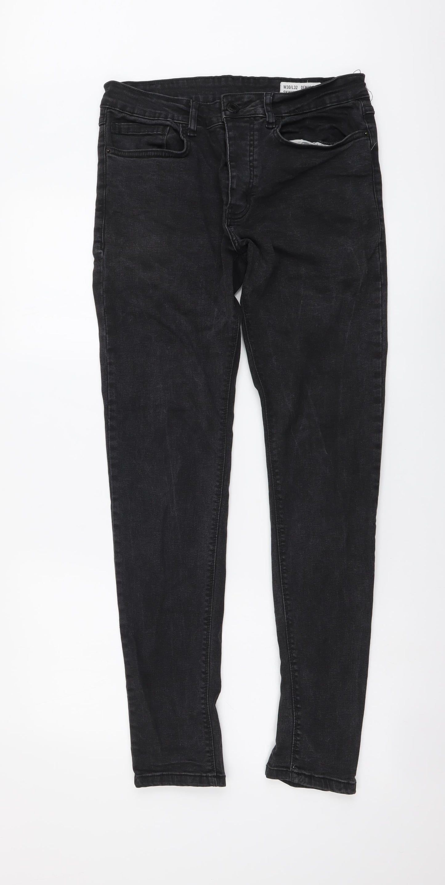 Denim & Co. Mens Black Cotton Skinny Jeans Size 30 in L32 in Regular Button