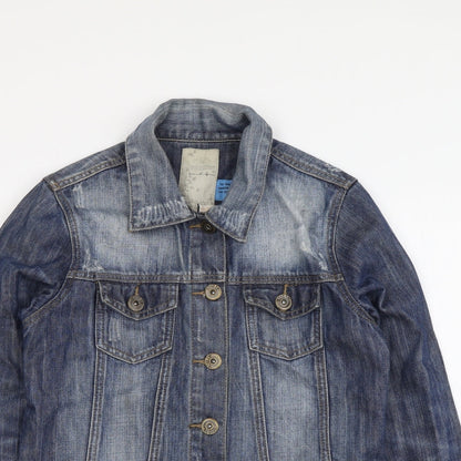 Denim & Co. Womens Blue Jacket Size 6 Button
