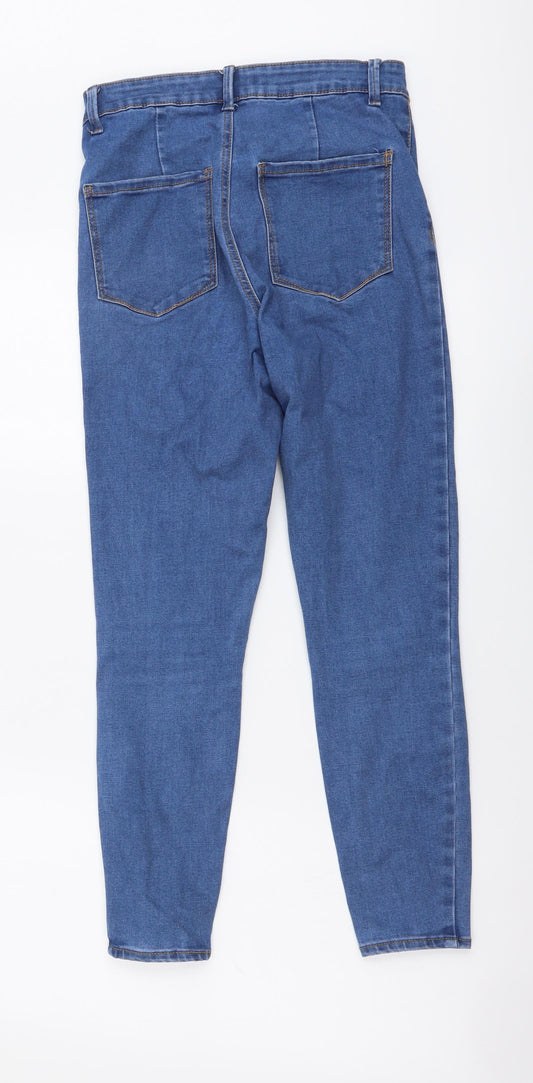 Denim & Co. Womens Blue Cotton Skinny Jeans Size 10 L25 in Regular Button