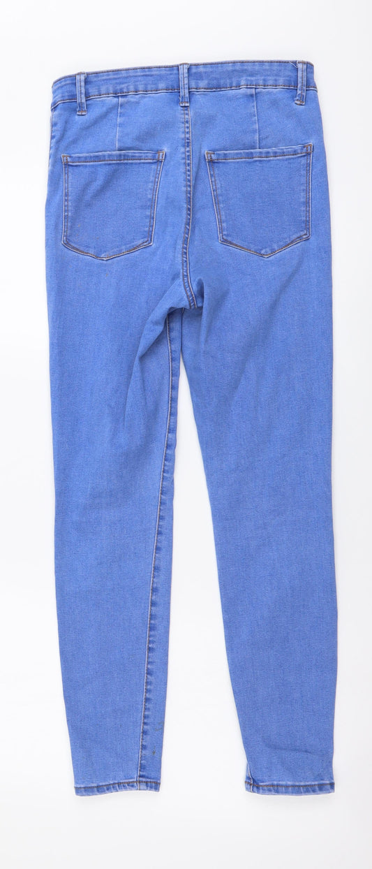 Denim & Co. Womens Blue Cotton Skinny Jeans Size 10 L26 in Regular Button