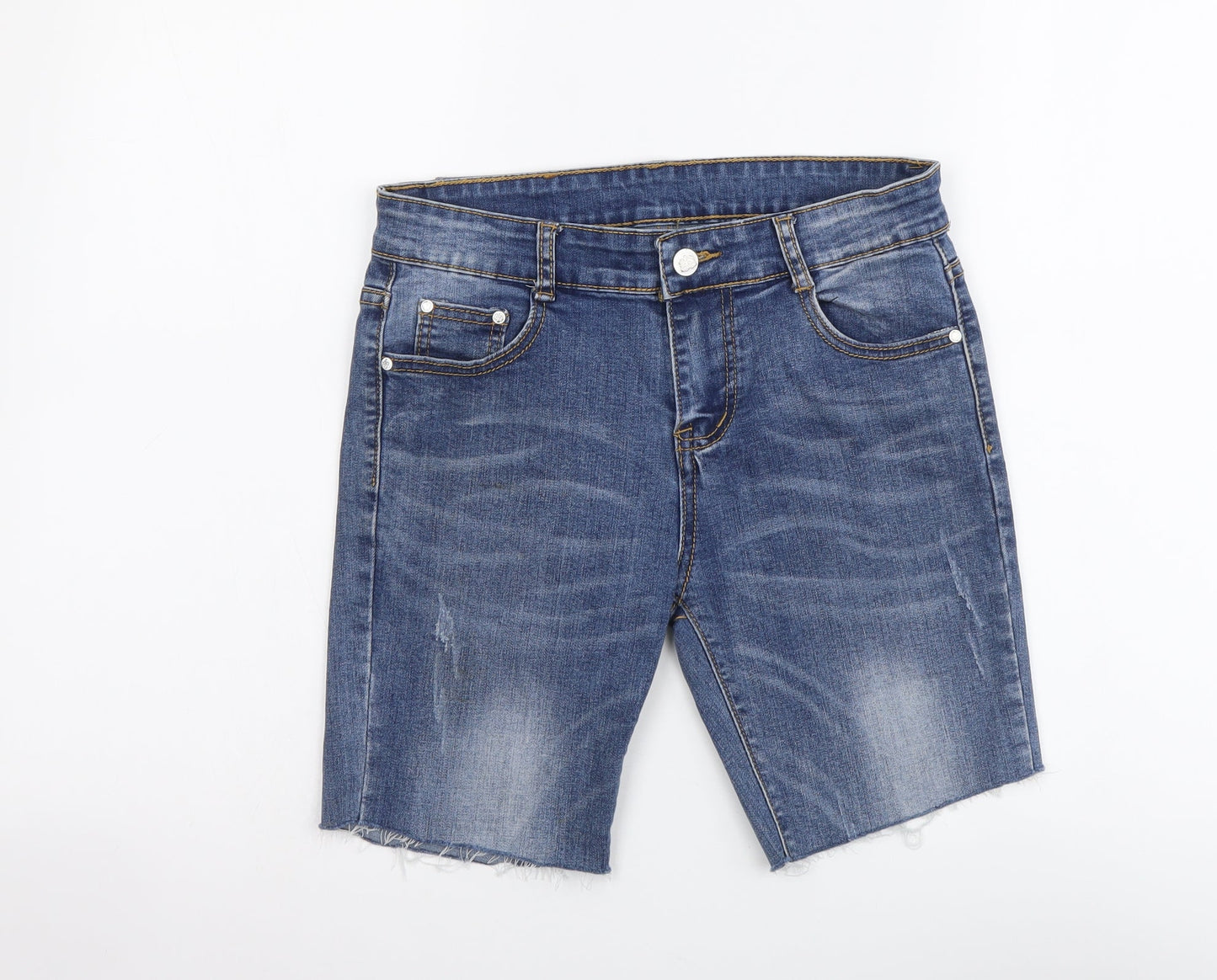 Carafe Womens Blue Cotton Bermuda Shorts Size 28 in L7 in Regular Button