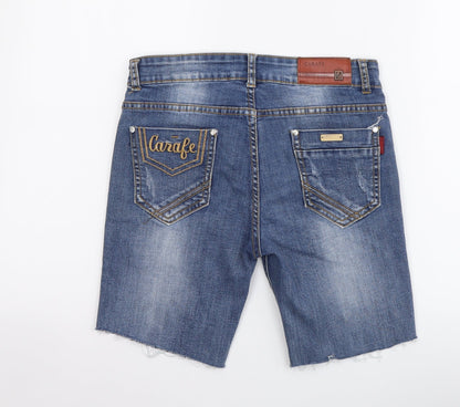 Carafe Womens Blue Cotton Bermuda Shorts Size 28 in L7 in Regular Button