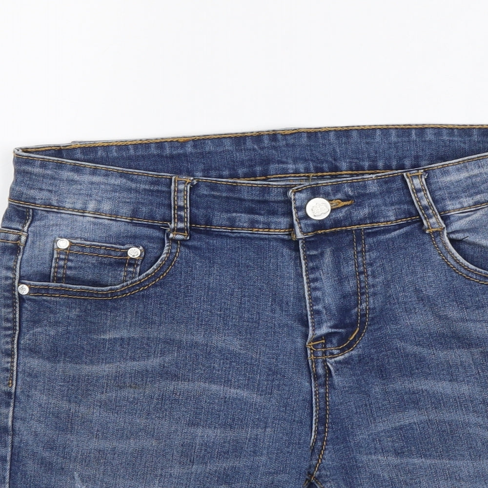 Carafe Womens Blue Cotton Bermuda Shorts Size 28 in L7 in Regular Button