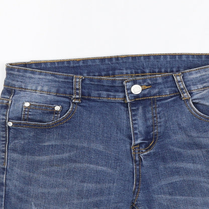 Carafe Womens Blue Cotton Bermuda Shorts Size 28 in L7 in Regular Button
