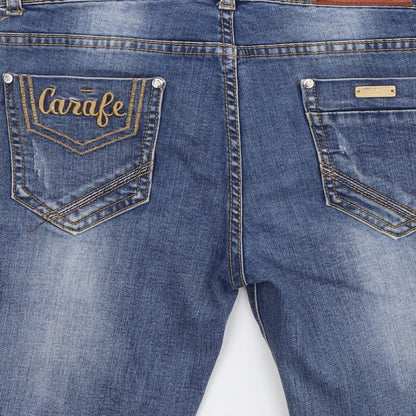 Carafe Womens Blue Cotton Bermuda Shorts Size 28 in L7 in Regular Button