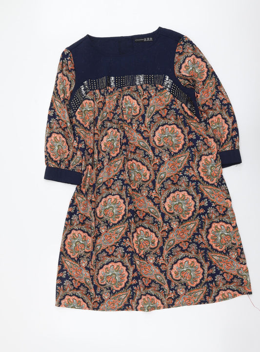 Atmosphere Womens Multicoloured Paisley Polyester A-Line Size 10 Boat Neck Pullover