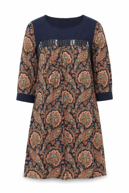 Atmosphere Womens Multicoloured Paisley Polyester A-Line Size 10 Boat Neck Pullover