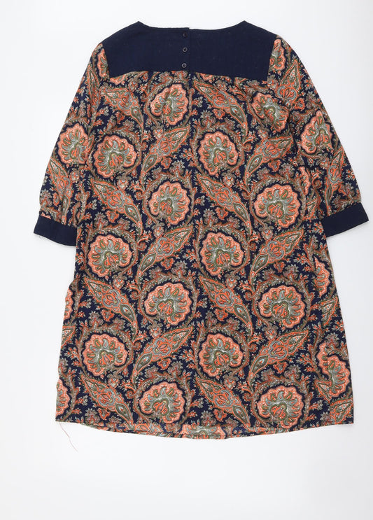 Atmosphere Womens Multicoloured Paisley Polyester A-Line Size 10 Boat Neck Pullover