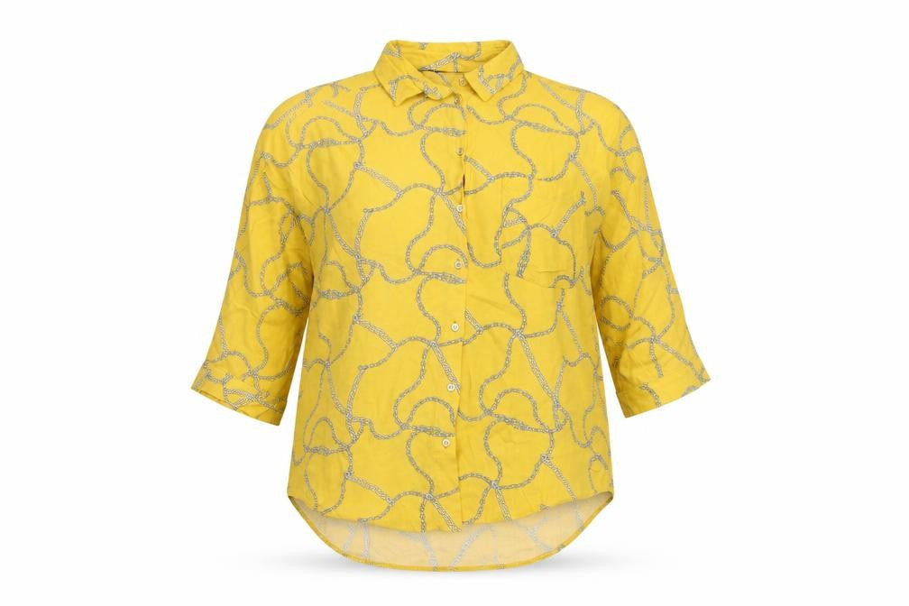 Womens UK Size 6 F&F Yellow Basic Button-Up