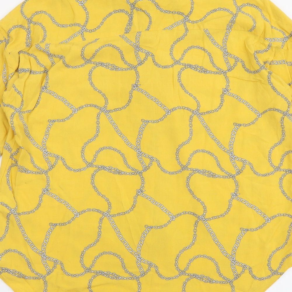 Womens UK Size 6 F&F Yellow Basic Button-Up
