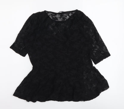 Womens UK Size 10 Dorothy Perkins Black Basic Blouse