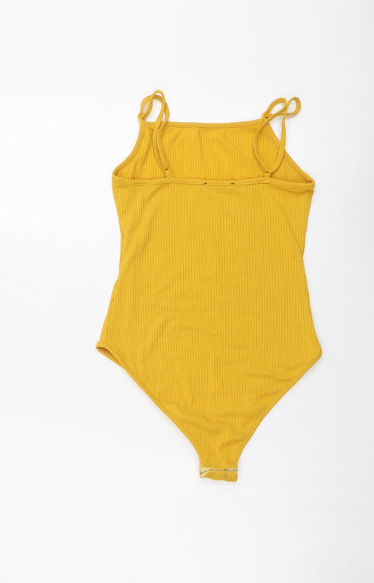 SheIn Womens Yellow Polyester Bodysuit One-Piece Size S Snap