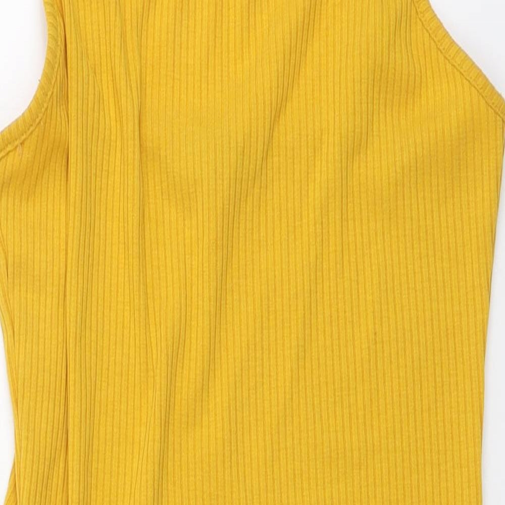 SheIn Womens Yellow Polyester Bodysuit One-Piece Size S Snap