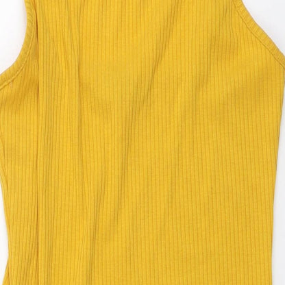 SheIn Womens Yellow Polyester Bodysuit One-Piece Size S Snap