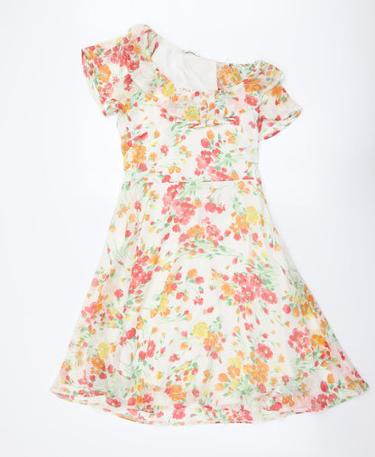 George Womens Multicoloured Floral Polyester A-Line Size 8 Round Neck Pullover