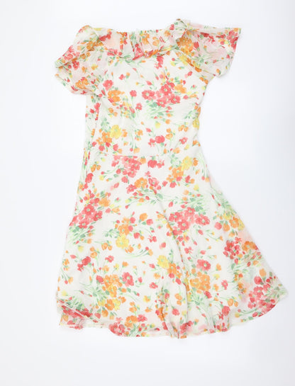 George Womens Multicoloured Floral Polyester A-Line Size 8 Round Neck Pullover