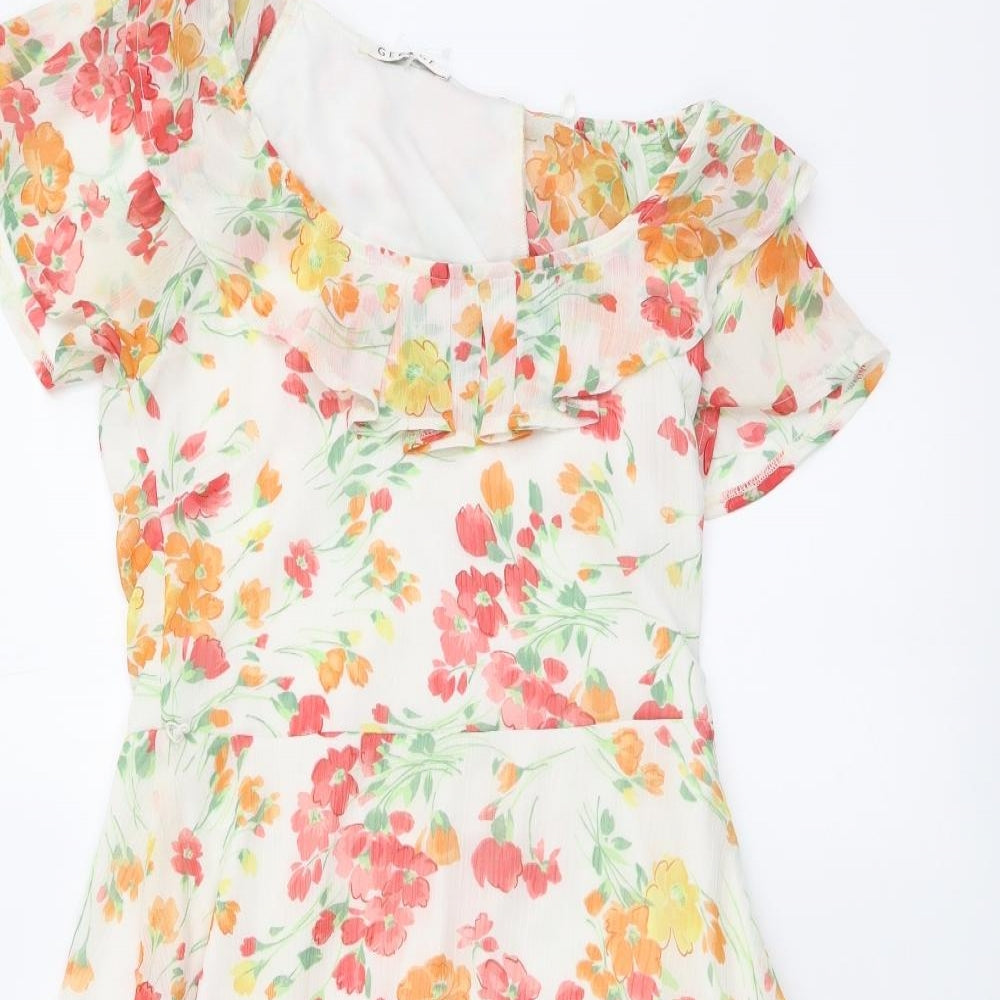 George Womens Multicoloured Floral Polyester A-Line Size 8 Round Neck Pullover