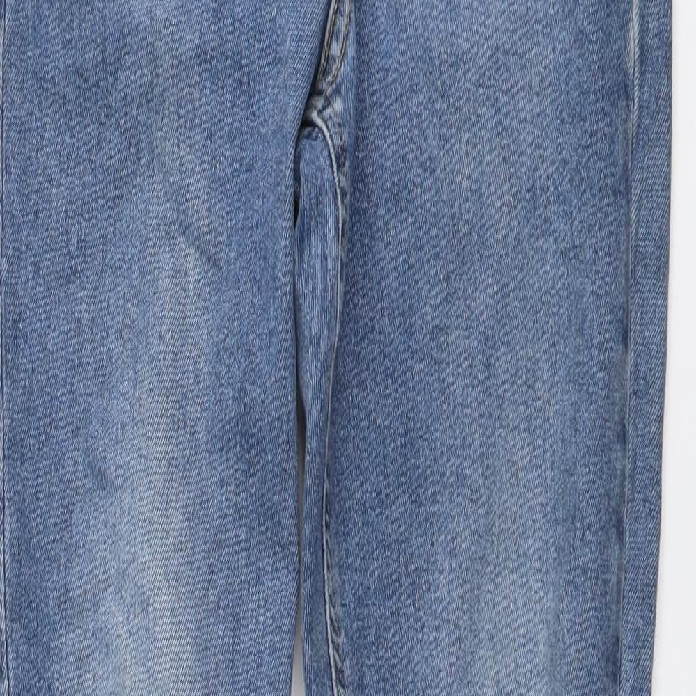 Topshop Womens Blue Cotton Skinny Jeans Size 26 in L32 in Regular Button - Distressed Look