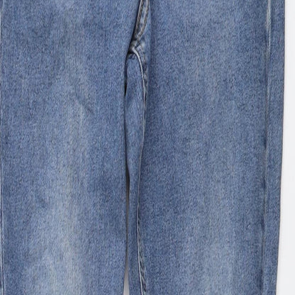 Topshop Womens Blue Cotton Skinny Jeans Size 26 in L32 in Regular Button - Distressed Look