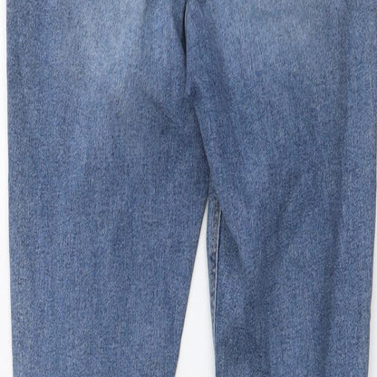 Topshop Womens Blue Cotton Skinny Jeans Size 26 in L32 in Regular Button - Distressed Look