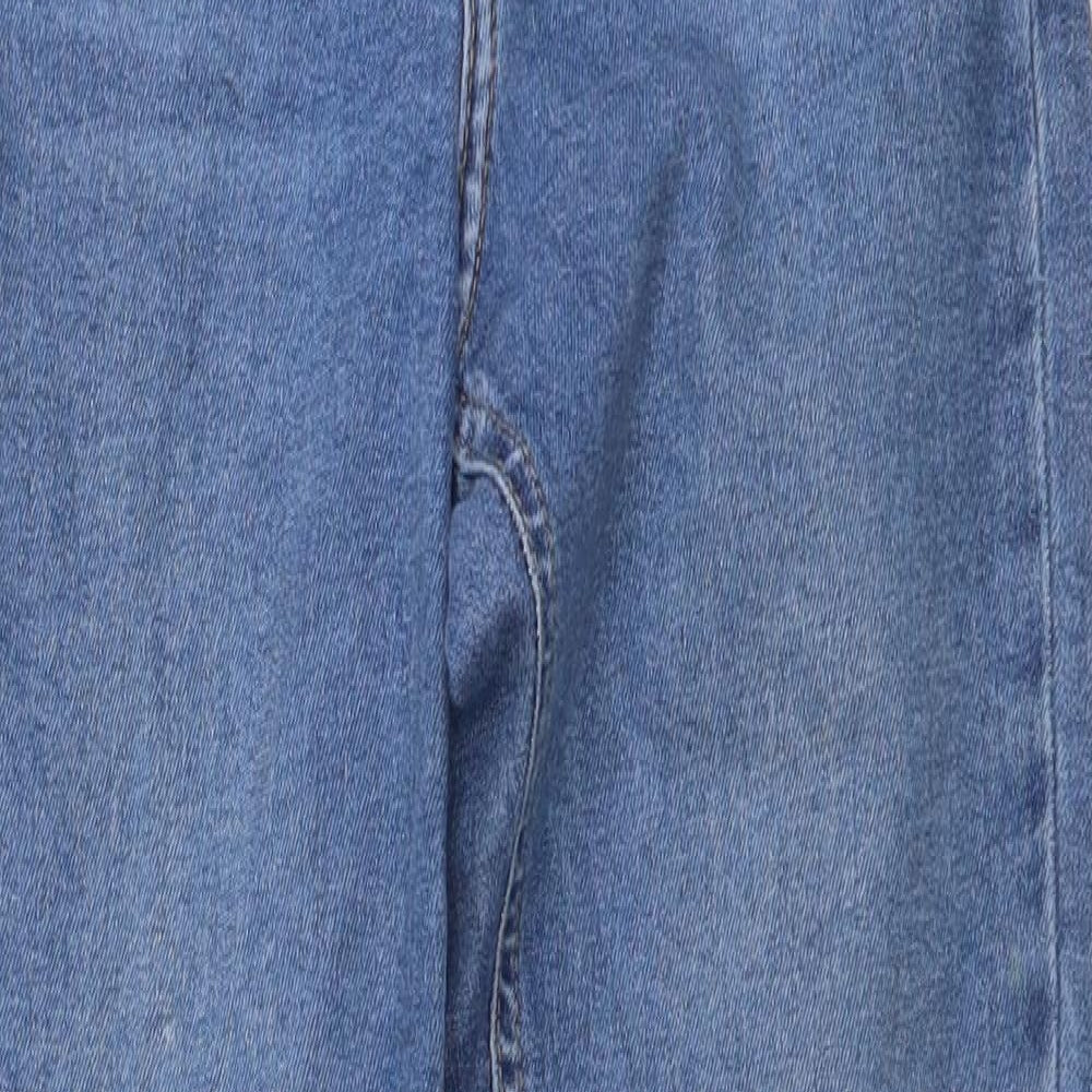 Topshop Womens Blue Cotton Skinny Jeans Size 26 in L32 in Regular Button - Distressed Look