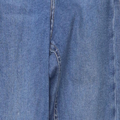 Topshop Womens Blue Cotton Skinny Jeans Size 26 in L32 in Regular Button - Distressed Look