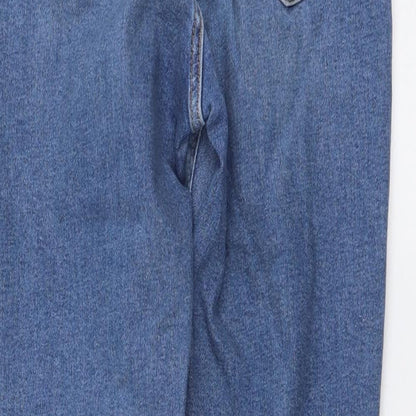 Topshop Womens Blue Cotton Skinny Jeans Size 26 in L32 in Regular Button - Distressed Look