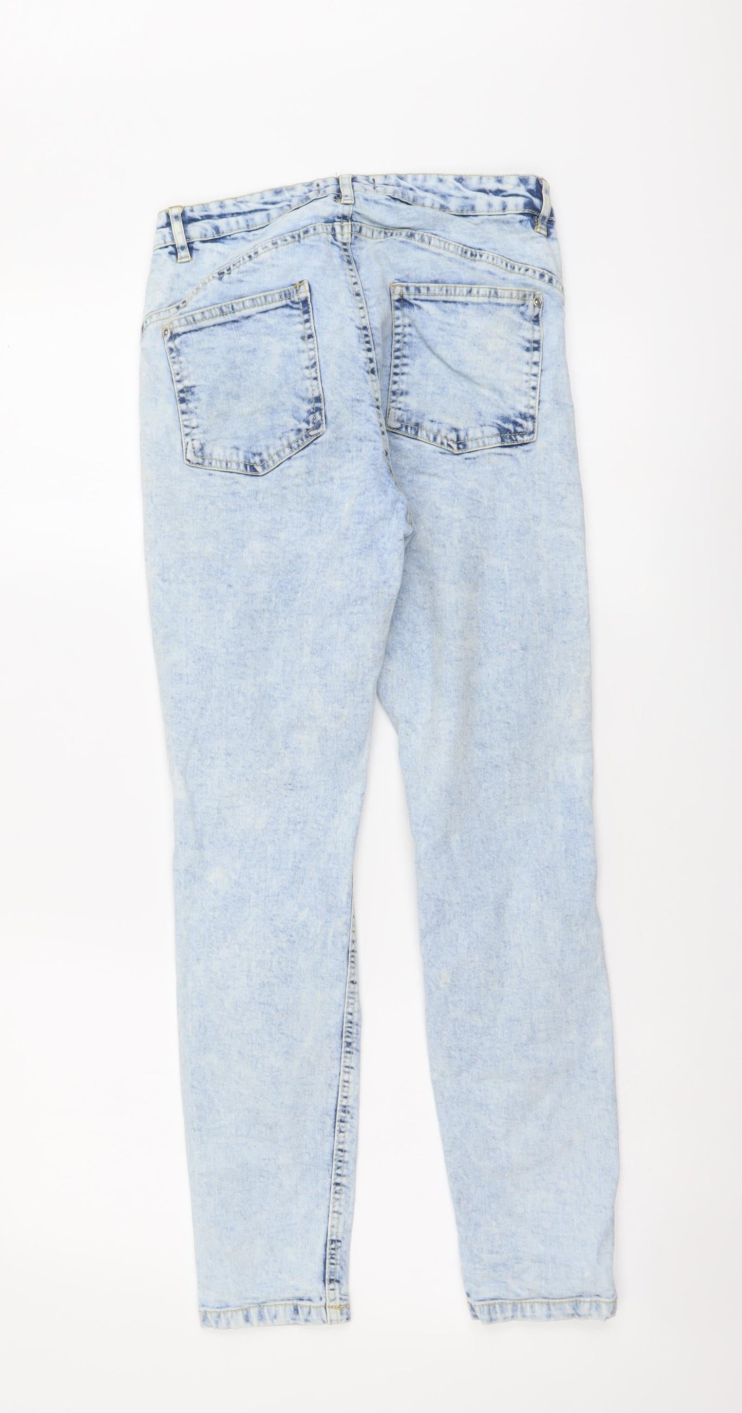Select Womens Blue Cotton Mom Jeans Size 10 L26 in Regular Button - Distressed Look