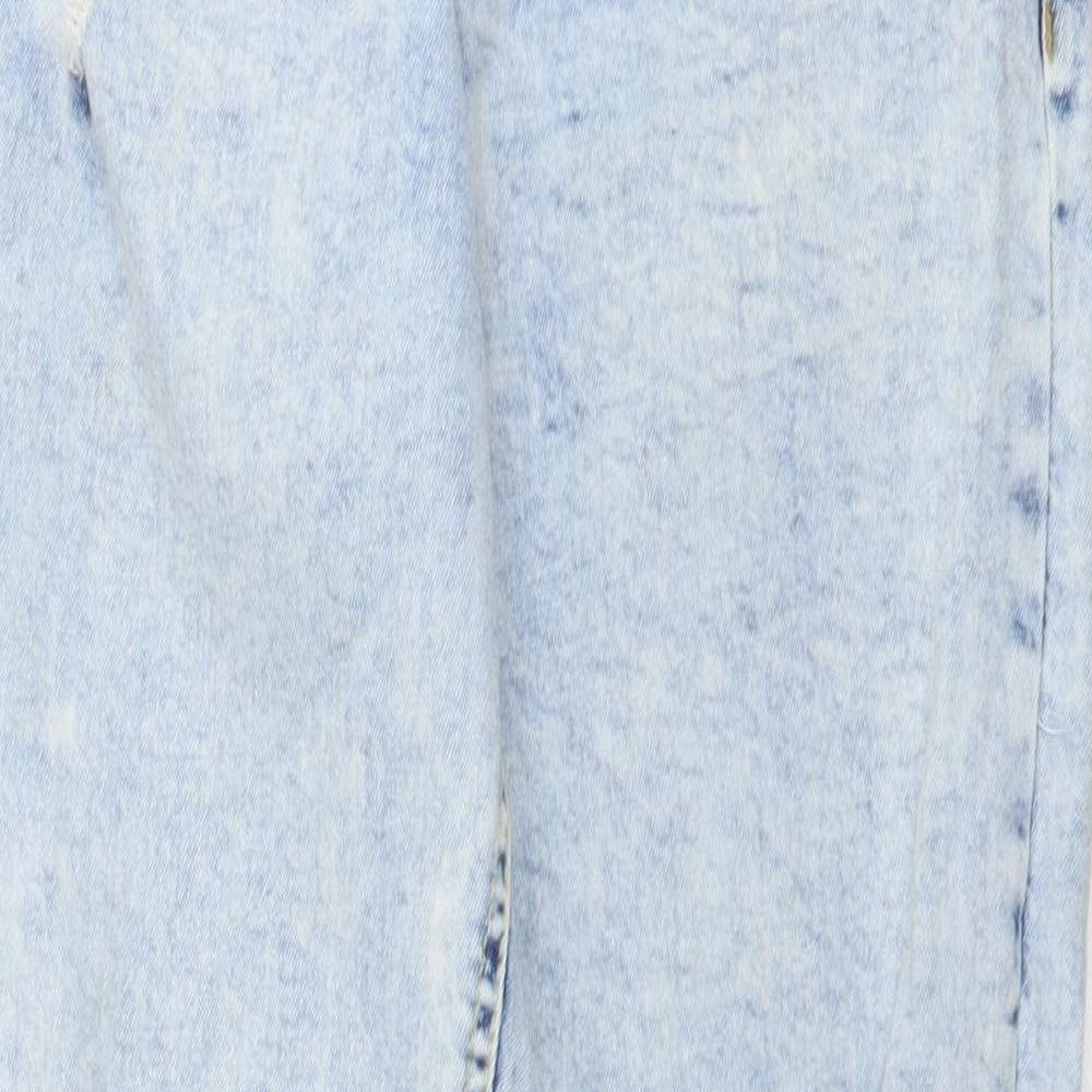 Select Womens Blue Cotton Mom Jeans Size 10 L26 in Regular Button - Distressed Look