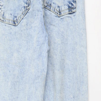 Select Womens Blue Cotton Mom Jeans Size 10 L26 in Regular Button - Distressed Look