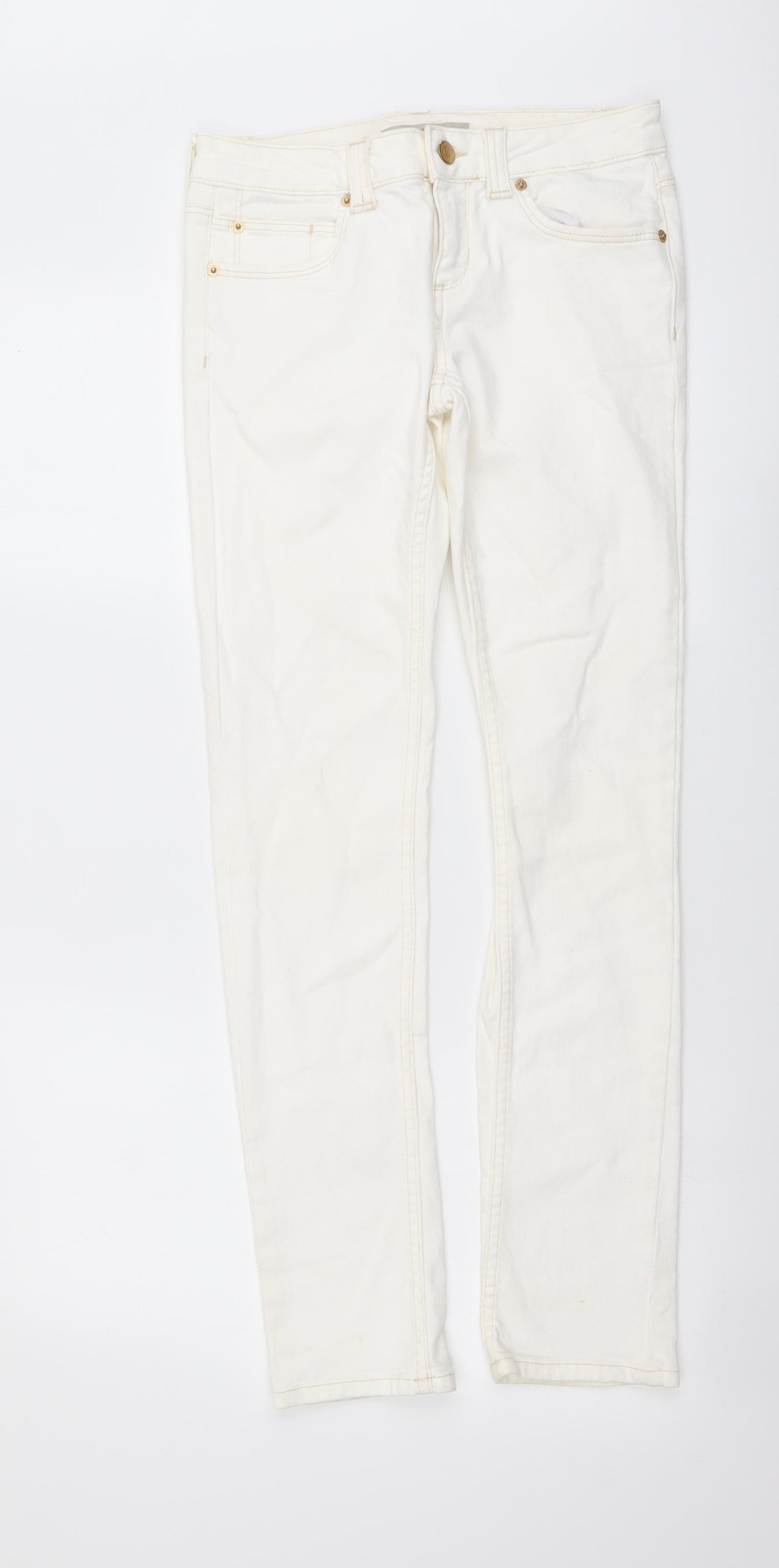 Topshop Womens Ivory Cotton Mom Jeans Size 26 in L30 in Regular Button