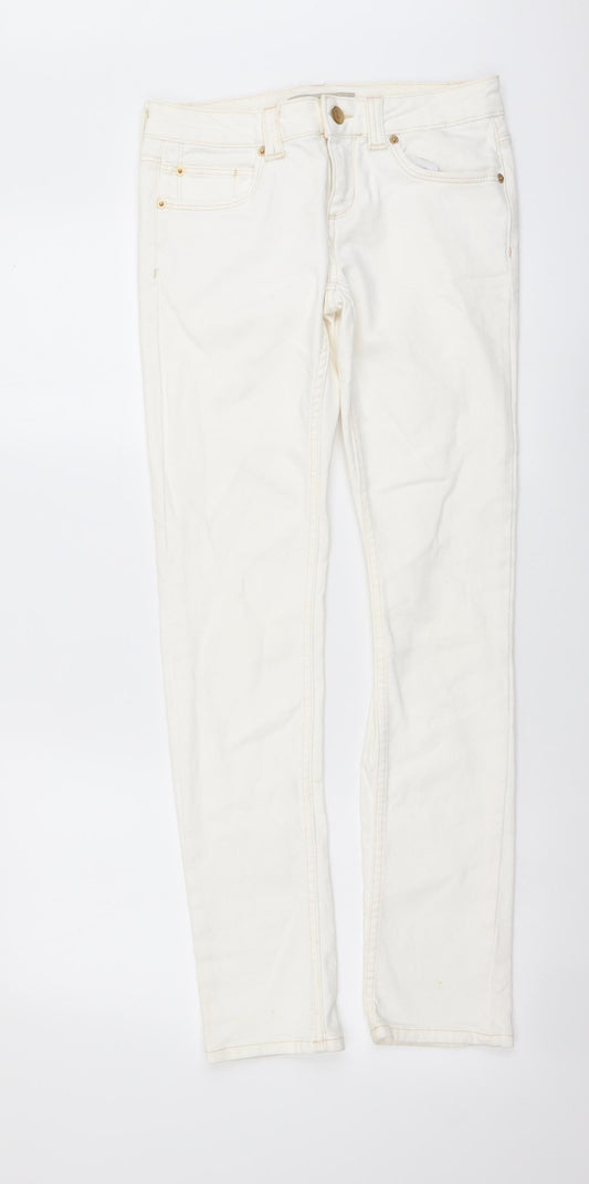 Topshop Womens Ivory Cotton Mom Jeans Size 26 in L30 in Regular Button